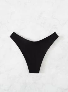 SHEIN Swim Summer Beach Solid High Cut Bikini Bottom