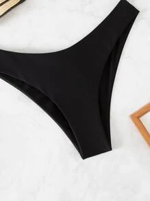 SHEIN Swim Summer Beach Solid High Cut Bikini Bottom