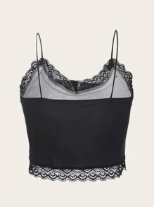 ROMWE Goth Butterfly Graphic Contrast Lace Cami - Black - View 2
