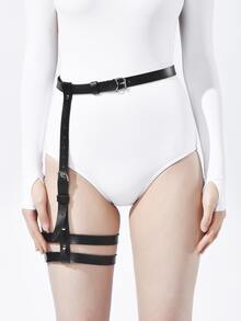 Buckle Decor Leg Harness - Black - View 2
