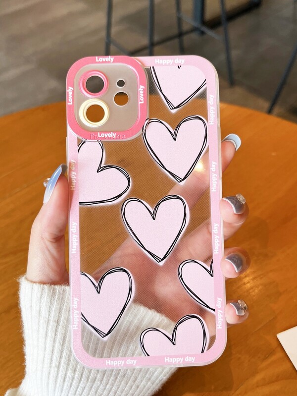 Heart Pattern Clear Phone Case SHEIN USA