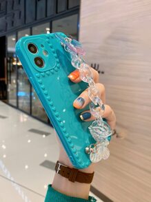 Funda de celular con tira de mano con diseño de mariposa 3D - Azul Cadete - Ver 4