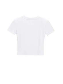 Solid Bustier Crop Tee - White - View 2