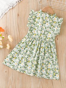 SHEIN Kleinkind Mädchen Kleid mit Blume Muster, Rüschenbesatz - Verschiedenfarbig - Übersicht 2