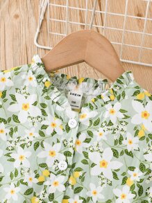 SHEIN Kleinkind Mädchen Kleid mit Blume Muster, Rüschenbesatz - Verschiedenfarbig - Übersicht 3
