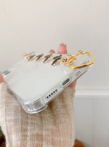 帶蝴蝶裝飾手繩透明手機殼 - 無色 - 查看 5