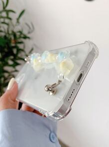 3D Flower Decor Hand Strap Phone Case - Clear - View 5
