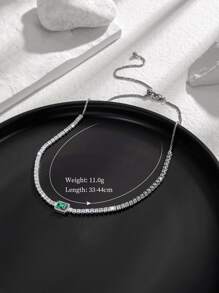 方晶鋯石裝飾項鍊 - 彩色 - 查看 4