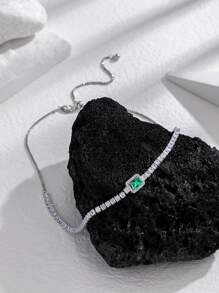 方晶鋯石裝飾項鍊 - 彩色 - 查看 3