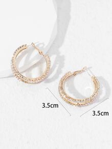 1入組方晶鋯石裝飾多層圓耳環銅首飾類 - 金黃色 - 查看 4