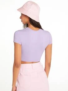 SHEIN BASICS Camiseta corta de manga casquillo unicolor