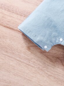 SHEIN Baby Boy Dinosaur Embroidery Button Half Placket Romper