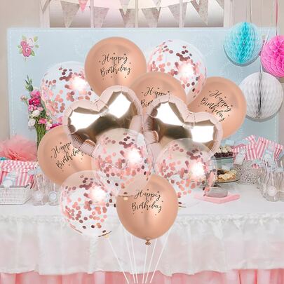 kumozawa 12pcs Metal Heart-Shaped Birthday Balloons (Straws Not Included)