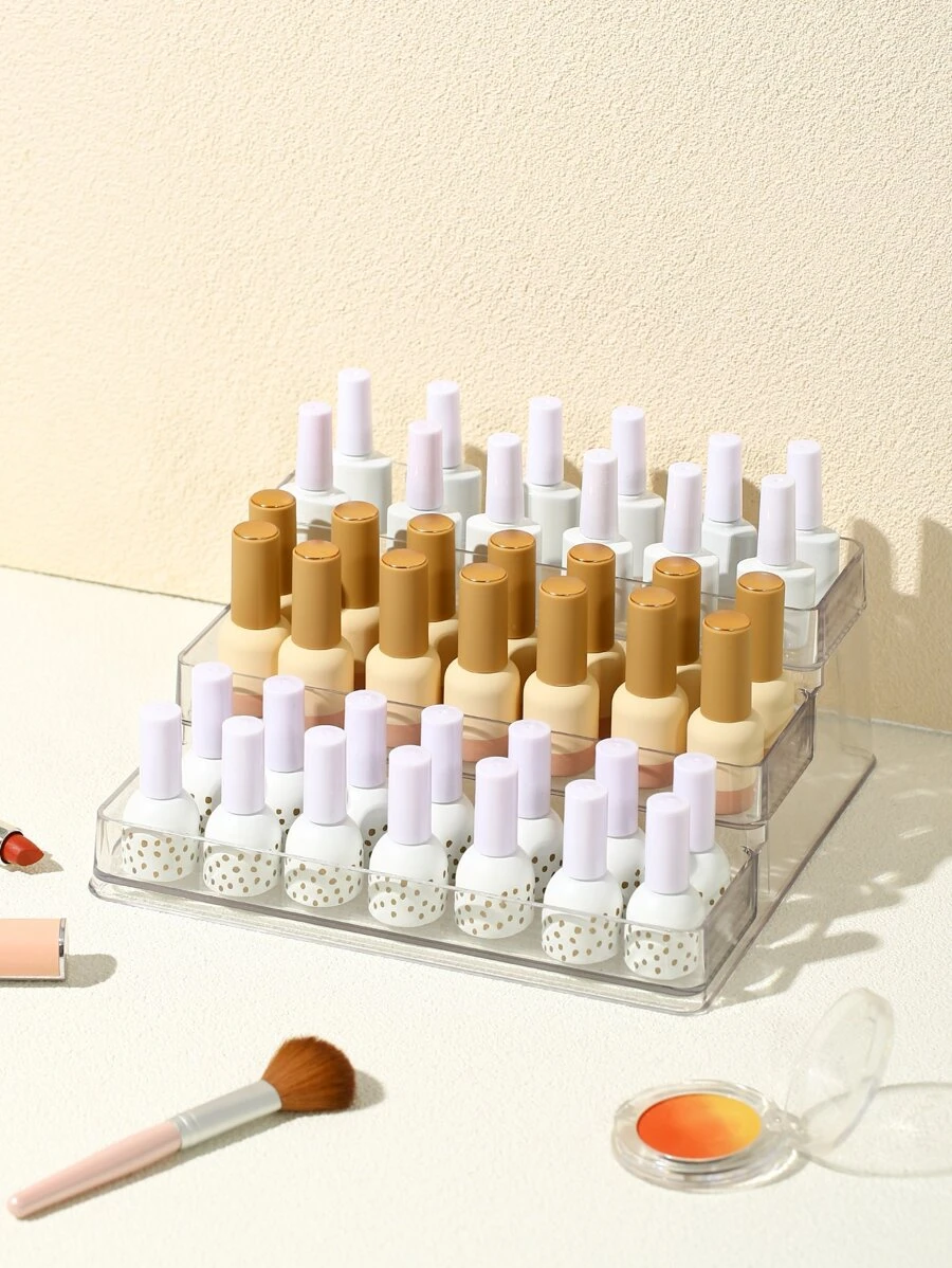 1pc Nail Polish Storage Box - Clear - View 1