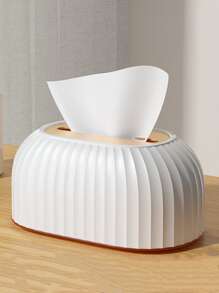 1pc Desktop Tissue Storage Box, White Tissue Container For Home - White - View 2