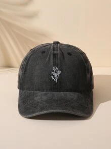 Gorra de béisbol con estampado floral - Negro - Ver 1