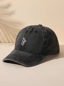Gorra de béisbol con estampado floral - Negro - Ver 2