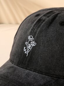 Gorra de béisbol con estampado floral - Negro - Ver 4