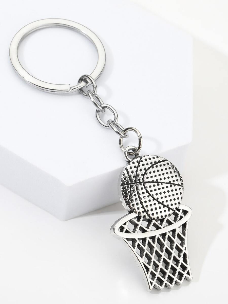 Street Men Women Basketball & Basket Charm Keychain Car Accessories Bag Charm Backpack For School Cute Goth Y2k Christmas Gift Ideas - Silver - View 1