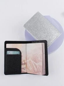 2pcs Couple Plane & Letter Graphic Passport Case - Multicolor - View 3