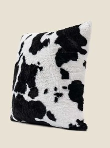 1pc Cow Print Cushion Cover Without Filler - Black and White - View 6