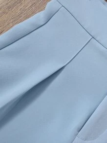 SHEIN Girls Zip Fly Straight Leg Shorts - Baby Blue - View 4