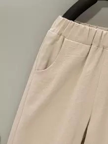 SHEIN Young Boy Button Half Placket Tee & Pants