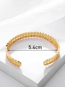 1pc Glamorous Cubic Zirconia Decor Cuff Bangle For Women For Daily Decoration - Gold - View 5
