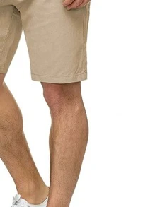 Manfinity Homme Men Drawstring Waist Patched Detail Shorts - Khaki - View 3