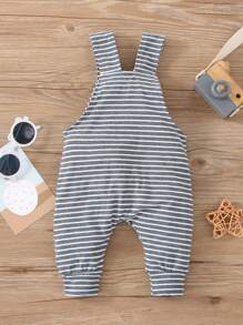 Baby Boy Striped Print Overall Jumpsuit - Multicolor - View 2