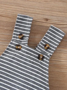 Baby Boy Striped Print Overall Jumpsuit - Multicolor - View 4