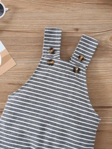 Baby Boy Striped Print Overall Jumpsuit - Multicolor - View 5