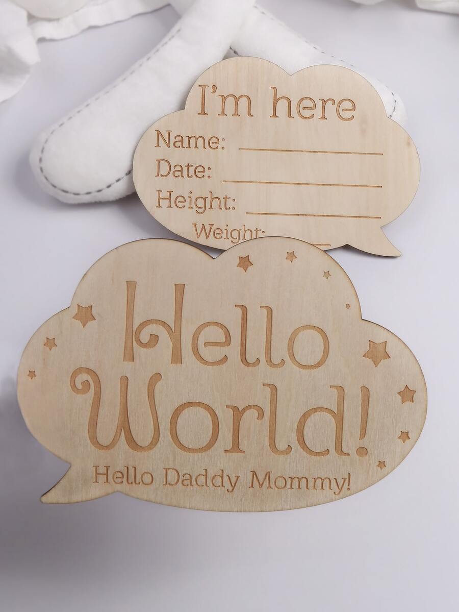 Newborn 2pcs Slogan Graphic Monthly Milestones Prop - Apricot - View 1