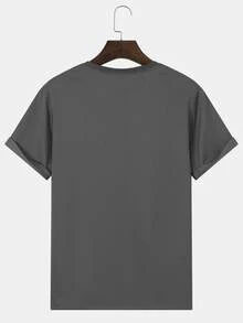 Manfinity Men Contrast Tape Patched Pocket Tee - Dark Grey - View 2