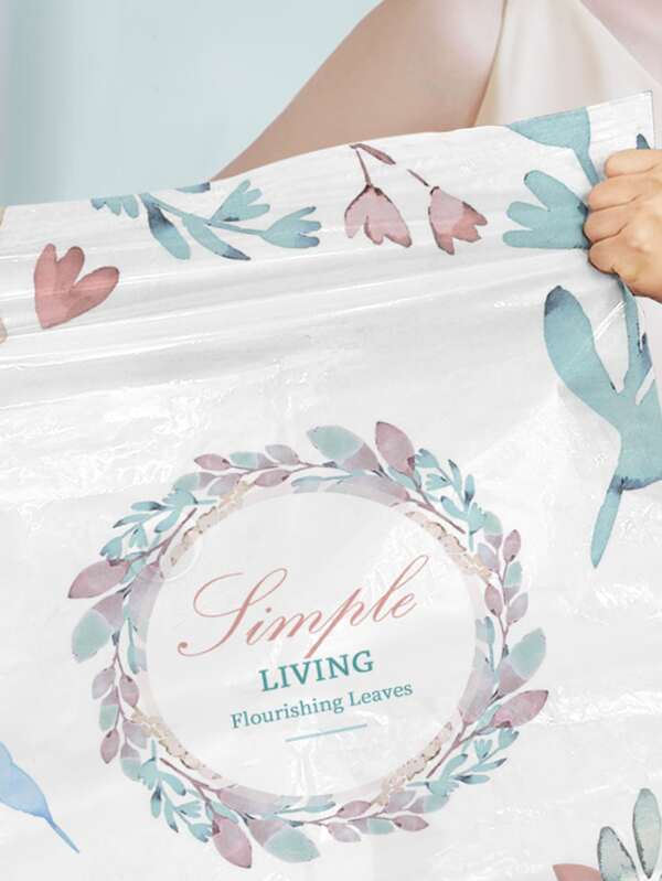 1pc Reusable PE Vacuum Bag,Daily Flower Print Portable Vacuum Storage
