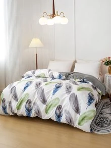 Funda de edredón sin relleno con patrón de pluma - Multicolor - Ver 2