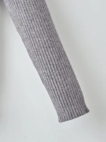 SHEIN Toddler Boys Turtleneck Ribbed Knit Jumper - Grey - View 3