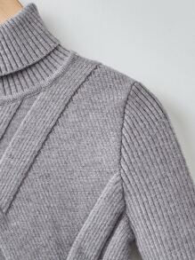 SHEIN Toddler Boys Turtleneck Ribbed Knit Jumper - Grey - View 5