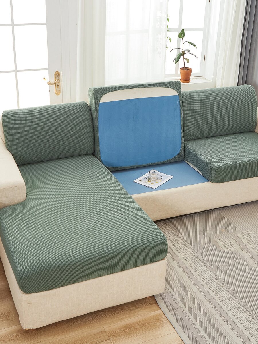 1pc Solid Color Sofa Seat Cover - Green - View 1