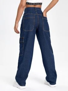 SHEINBlues 翻蓋口袋工裝牛仔褲