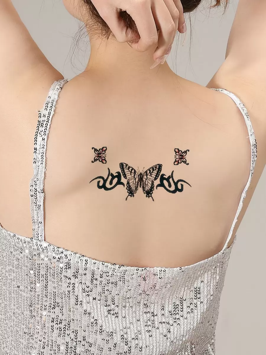 1 tấm Hình Xăm Hình Bướm - màu đen - Xem 1