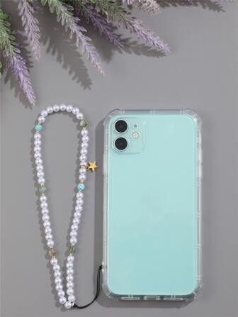 Funda de teléfono transparente con cordón con cuentas compatible con iPhone 11, iPhone 13, iPhone 14 Pro Max