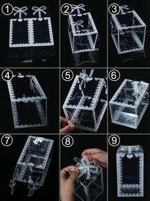 10入組蕾絲圖案透明禮品包裝盒 - 白色 - 查看 4