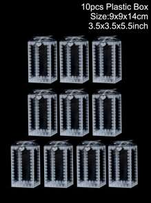 10入組蕾絲圖案透明禮品包裝盒 - 白色 - 查看 5