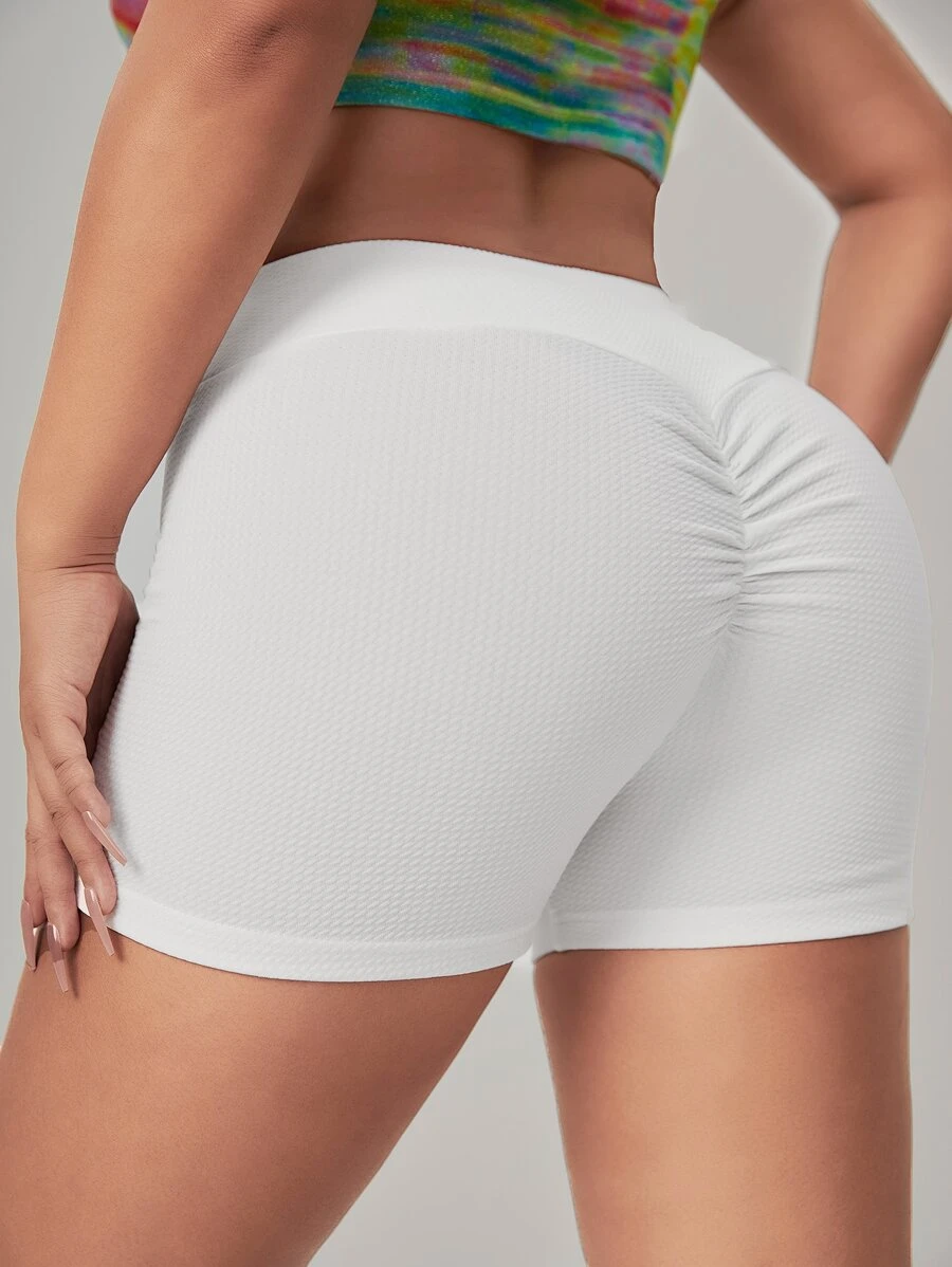 SHEIN SXY Scrunch Butt Wideband Waist Biker Shorts - White - View 1