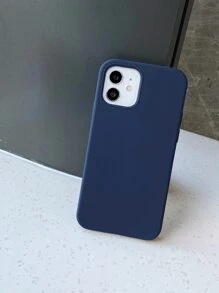 Funda de teléfono de unicolor semitransparente de silicona líquida compatible con iPhone 12/11 - Azul Marino - Ver 2