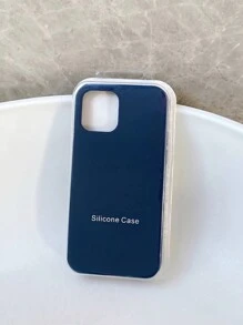 Funda de teléfono de unicolor semitransparente de silicona líquida compatible con iPhone 12/11 - Azul Marino - Ver 5