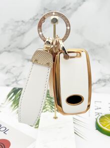1set Keychain & Key Case Compatible With Kia K2/K3/K4/K5, Key Fob Cover - White - View 2