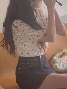 DAZY 小花卉蓬蓬袖上衣 - 白色 - 查看 8