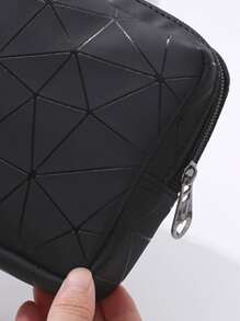 Geometrisches Muster Hygieneartikel Aufbewahrungstasche, schwarze tragbare Hygieneartikel Tasche zum Reisen, als Kosmetiktasche, Reiseveranstalter, großer Kosmetik Organizer Kosmetikkoffer, für Lippenstift, Pinsel, Hautpflege, Handy, Münzen, Kleinteile, für Zuhause, Geschenk, Urlaub und Feste wie Halloween, Weihnachten, Multifunktional, Boho Stil